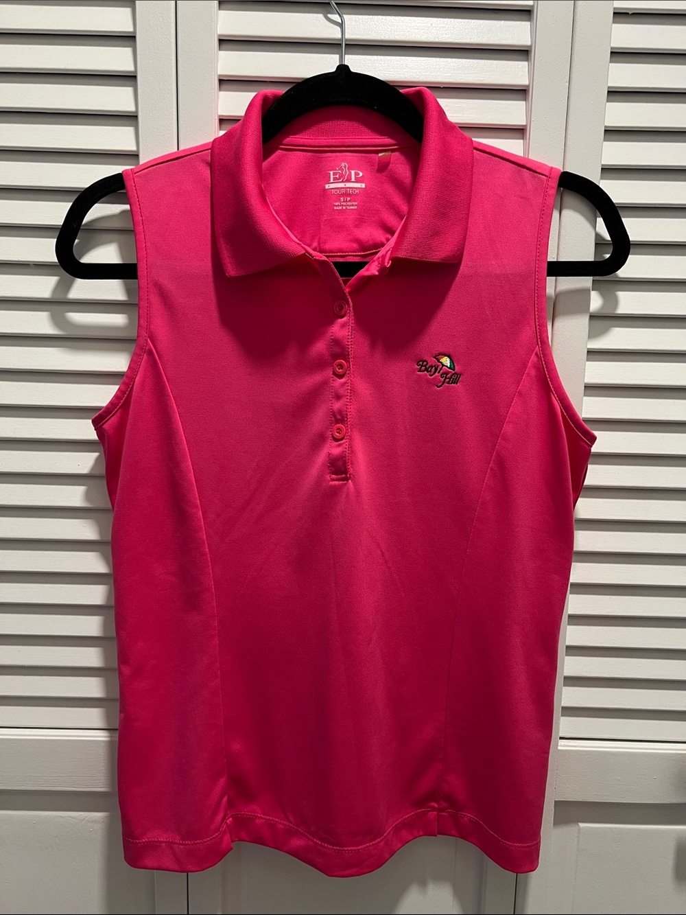 Bright Pink Sleeveless Golf Polo with Bay Hill (Orlando) logo